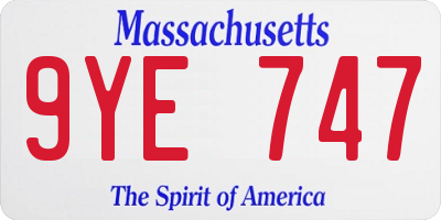 MA license plate 9YE747