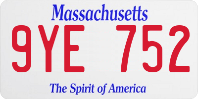 MA license plate 9YE752