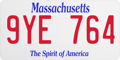 MA license plate 9YE764
