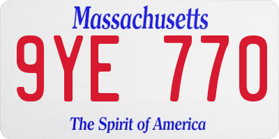 MA license plate 9YE770
