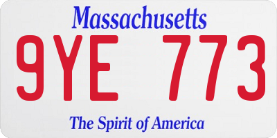 MA license plate 9YE773