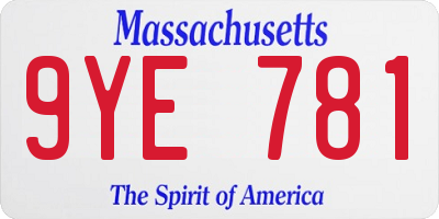 MA license plate 9YE781