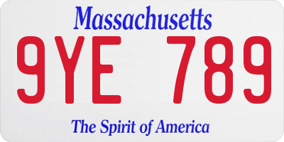 MA license plate 9YE789