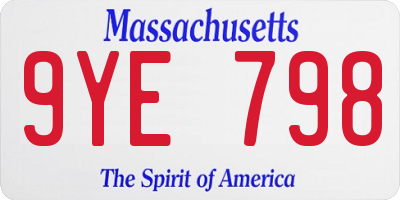 MA license plate 9YE798