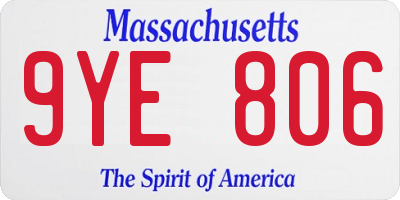 MA license plate 9YE806