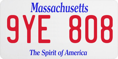 MA license plate 9YE808