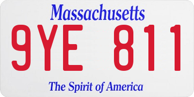MA license plate 9YE811