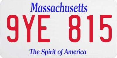 MA license plate 9YE815