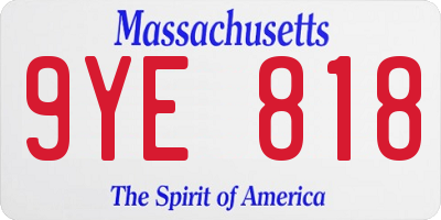 MA license plate 9YE818