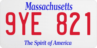 MA license plate 9YE821