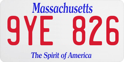 MA license plate 9YE826