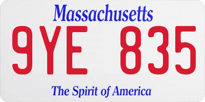 MA license plate 9YE835