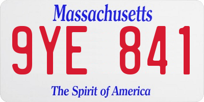 MA license plate 9YE841
