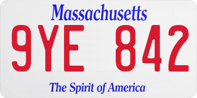 MA license plate 9YE842