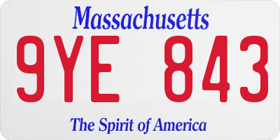 MA license plate 9YE843