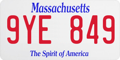 MA license plate 9YE849