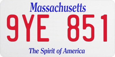 MA license plate 9YE851
