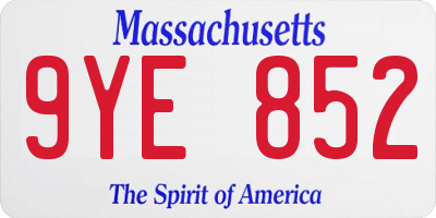 MA license plate 9YE852