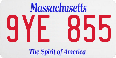 MA license plate 9YE855