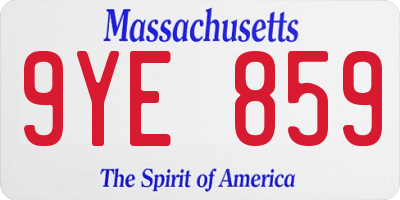 MA license plate 9YE859