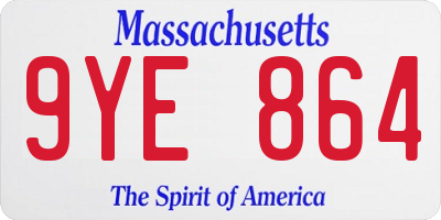 MA license plate 9YE864