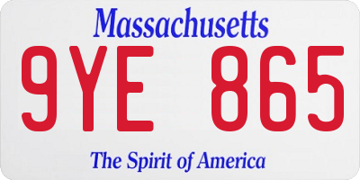 MA license plate 9YE865