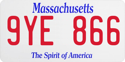 MA license plate 9YE866