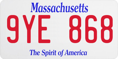 MA license plate 9YE868