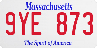 MA license plate 9YE873