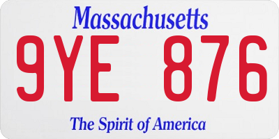 MA license plate 9YE876