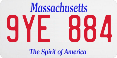 MA license plate 9YE884