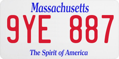 MA license plate 9YE887