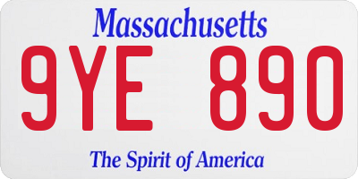 MA license plate 9YE890