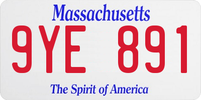 MA license plate 9YE891