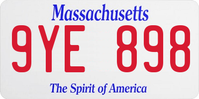 MA license plate 9YE898
