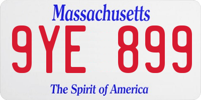 MA license plate 9YE899