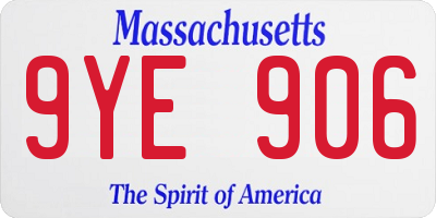 MA license plate 9YE906