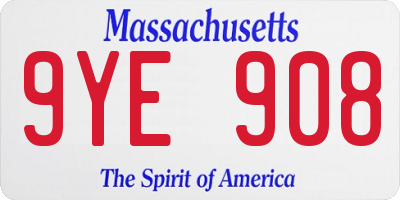 MA license plate 9YE908