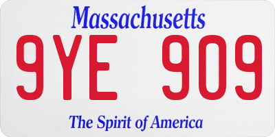 MA license plate 9YE909