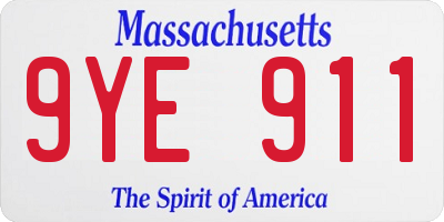 MA license plate 9YE911