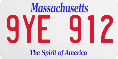 MA license plate 9YE912