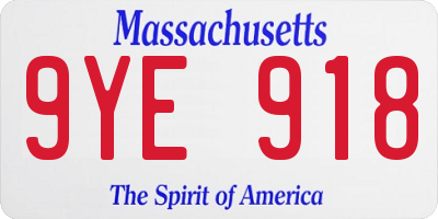 MA license plate 9YE918