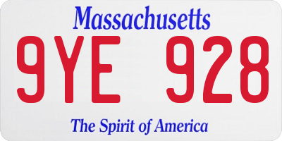 MA license plate 9YE928