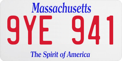 MA license plate 9YE941