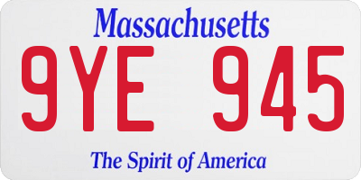 MA license plate 9YE945