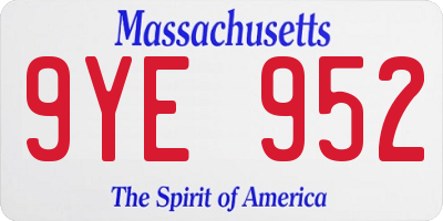 MA license plate 9YE952