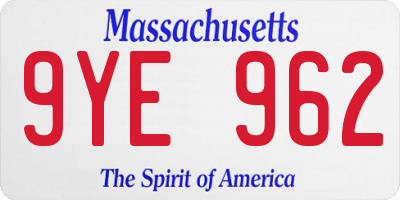 MA license plate 9YE962