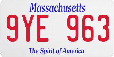 MA license plate 9YE963