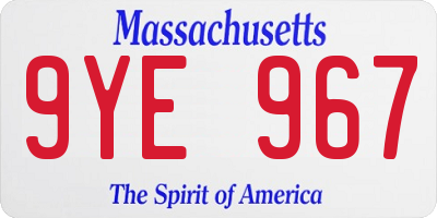 MA license plate 9YE967