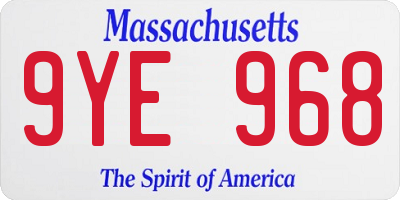 MA license plate 9YE968